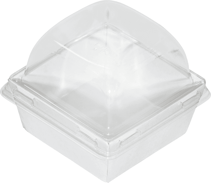 Контейнер бумажный универсальный 300 мл 85*85*85 мм SMART PACK Dome Lid БЕЛЫЙ + крышка ForGenika купольная КОМПЛЕКТ!