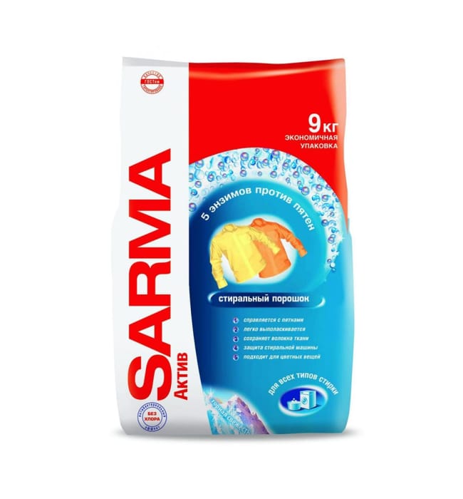 Стиральный порошок 9 кг "SARMA" Горная свежесть универсальный "НК" Стиральный порошок 9 кг "SARMA" Горная свежесть универсальный "НК"