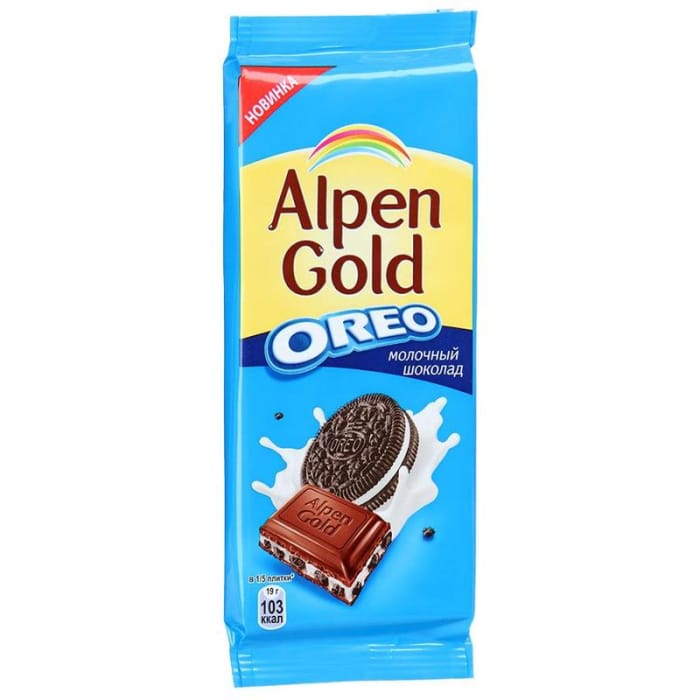 Шоколад "Alpen Gold" 85г, Орео два шоколада Шоколад "Alpen Gold" 85г, Орео два шоколада