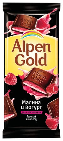 Шоколад "Alpen Gold" 85г, малина и йогурт Шоколад "Alpen Gold" 85г, малина и йогурт